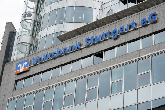 Stuttgart, Baden-W&uuml;rttemberg, Germany - July 3, 2025: Volksbank Stuttgart, Germany - Volksbank Stuttgart e.G is a cooperative bank owned by its members via share