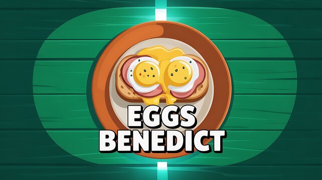 Delicious eggs benedict dish with ham and poached eggs on toast with hollandaise sauce with egg yolk with prepared foo