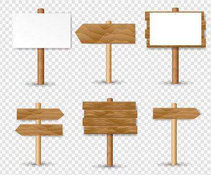 Wooden Sign Collection Isolated Transparent Background