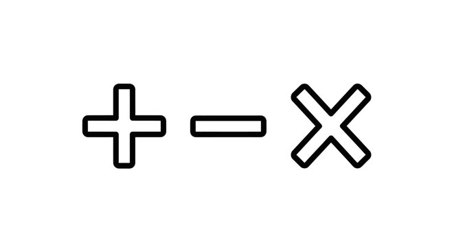 Plus minus and times signs.