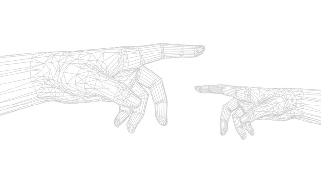 Human hand pointing finger bones.