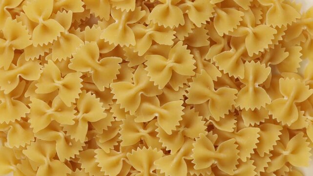 uncooked pasta rotation top view