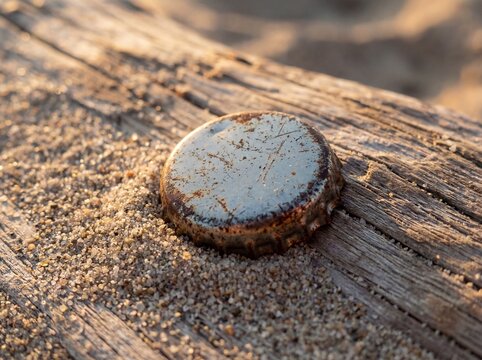 Extreme Close Up Beer Bottle Cap Sunset Luminous Sand