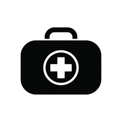 Obraz premium A simple black and white icon depicting a medical first aid kit