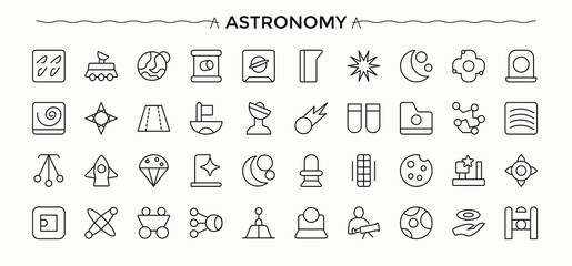 Set of Astronomy line icon. Space outline icons pack. Vector icons collection. Planet modern icon set. Editable vector illustration. © Rubbble