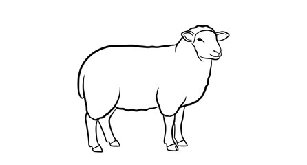 Obraz premium Sheep Outline Black Vector Illustration