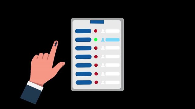 indian evm voting election voter pressing button democracy alpha channel animation