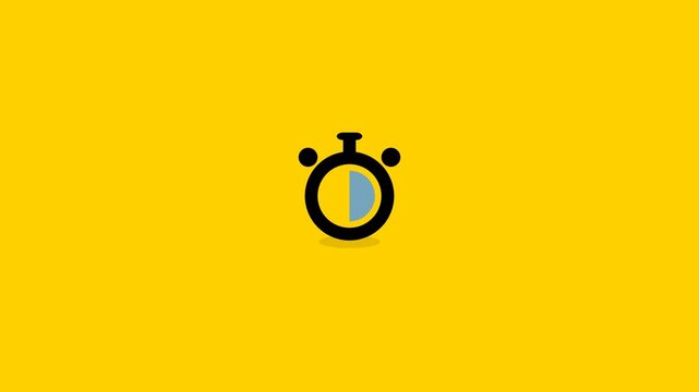 Minimal Stopwatch Icon with Time Progress Concept on Yellow Background Productivity and Deadline Management Design