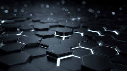 Fototapeta premium Abstract Hexagon Pattern Background with Glowing Lights Generative AI Concept