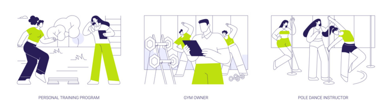 Fitness center isolated cartoon vector illustrations se