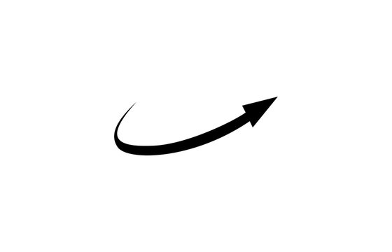 Abstract Black Curved Arrow Pointing Up and Right