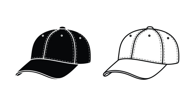 Black and white baseball caps Vector