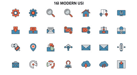 Naklejka premium Modern Icons Set: Technology, Business, and Communication Icons