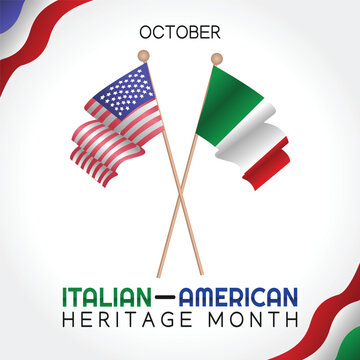 Italian american heritage month celebration with us and italy flags