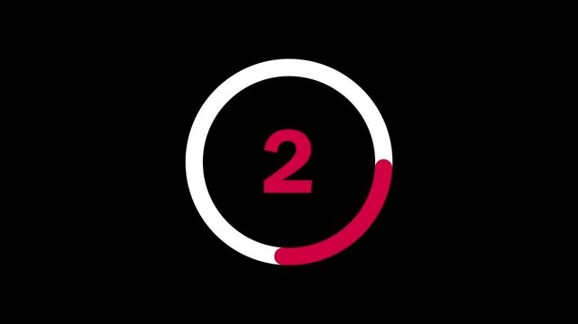 5 second countdown animation, digital circular timer on transparent background, featuring a full 5 to 0 seconds countdown, version Movies start intro 5 4 3 2 1 0 count down. 4K video,,,....,,,