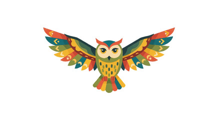 Naklejka premium Colorful illustration of an owl with spread wings on white background