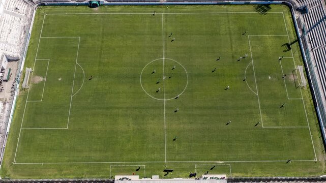 Timelapse of a Football Match in an Empty Stadium