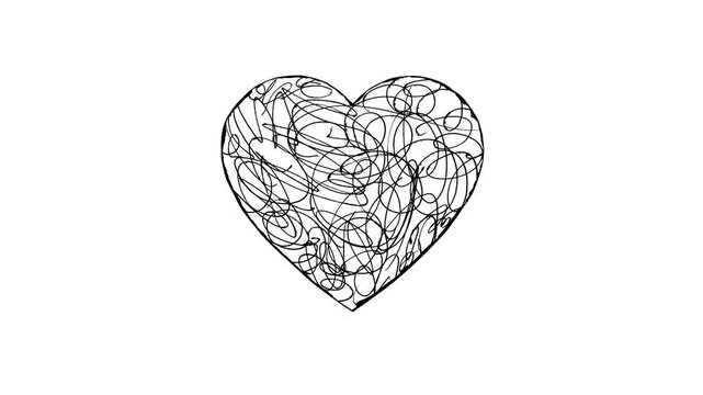 Modern Wireframe Heart Animation Minimal Romantic white Background Loop videos
