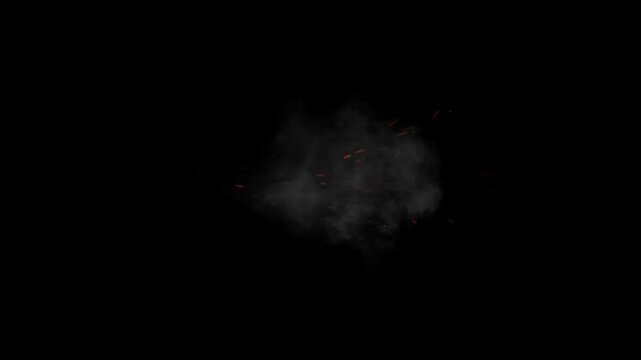 Military gun fire muzzle flash Gunshot shooting vfx on black background