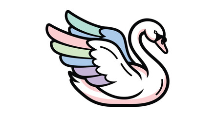 Fototapeta premium A colorful illustrative swan design with pastel shades and bold outlines presents a striking silhouette high quality professional detailed modern elegant