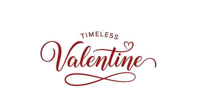 Timeless Valentine typography with heart isolated on transparent background