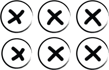 Obraz premium Black Brush Strokes Cross Mark. Check Mark, Tick Mark, Cross Brush Sign. Vector illustration