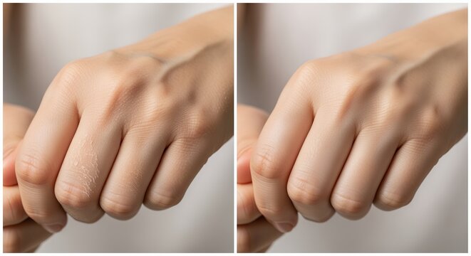 Close-up of hands showing the knuckles and skin texture.