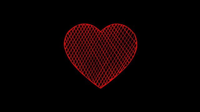 Electric Love Heart Animation Dynamic Red Lines Seamless Loop