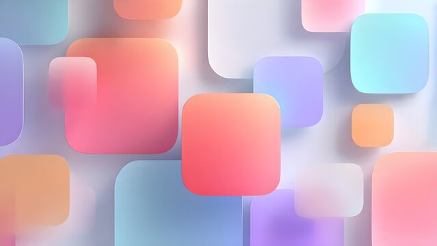 Soft colorful 3D background with rounded square elements and gradient blur, perfect for modern UI and creative design.