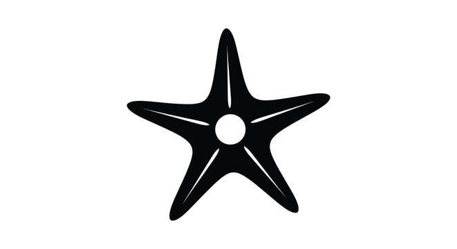 A striking black silhouette of a five pointed starfish against a stark white background a simple marine icon silhouette high quality professional