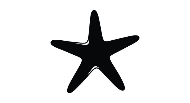 A stark black silhouette of a five pointed starfish against a white background emphasizing its marine form silhouette high quality professional detailed