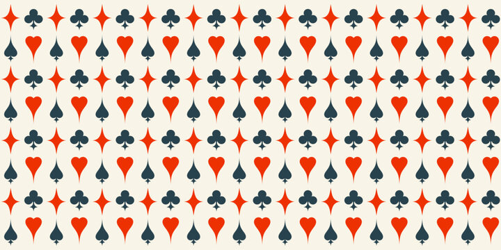 Banner with Playing card suits pattern. Spades, Hearts, Clubs, and Diamonds symbols. Vector illustration