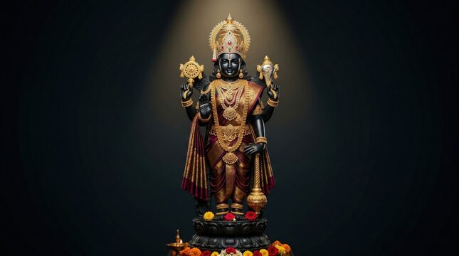 Lord Krishna Dwarkadhish Murti &ndash; Hindu Devotional Wallpaper Background