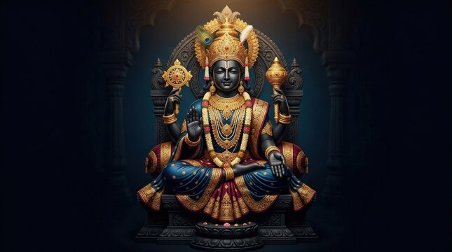 Krishna Dwarkadhish Idol Photo &ndash; Divine Spiritual Background HD Image