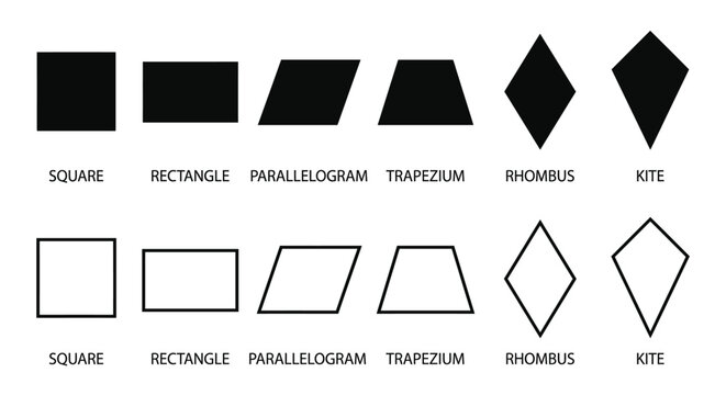 Geometric shapes illustrated with black forms and white outlines silhouette