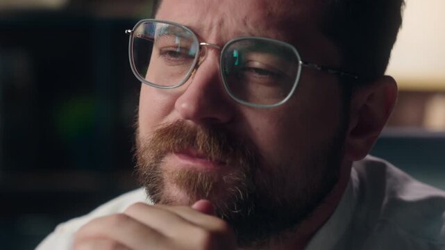 Frustrated stressed Caucasian middle aged executive businessman thinking inside office worried male business man agent leader salesman employee anxious despair working boss bankruptcy failure indoors