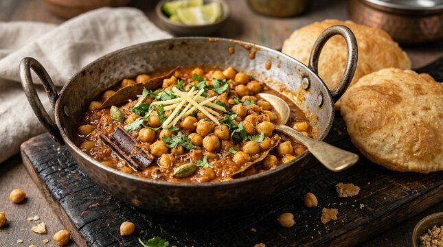 Authentic Chana Masala Chickpea Curry with Ginger and Cilantro