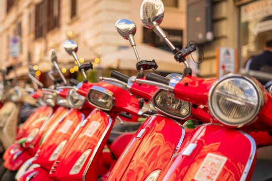Rote Vespas in Rom
