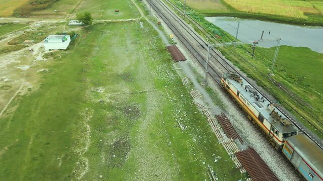 Aerial View of Indian Railway, Train Journey, Vande Bharat Express,