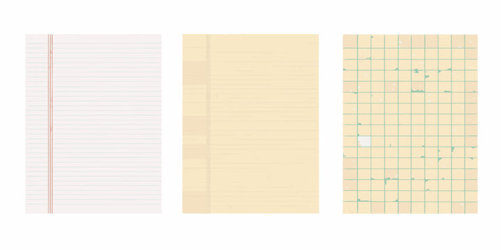 Three different types of lined and graph paper backgrounds displayed vertically