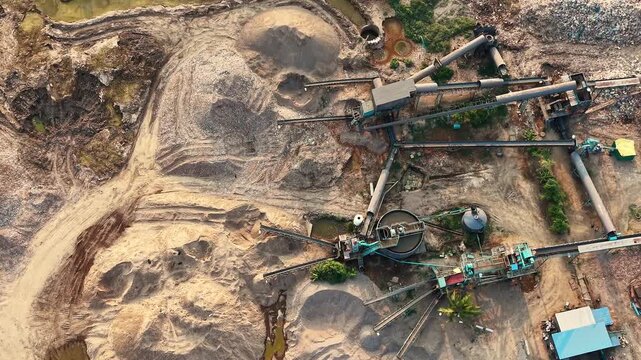 Aerial View of Waste Processing and Recycling Plant in Landfill Industrial Site