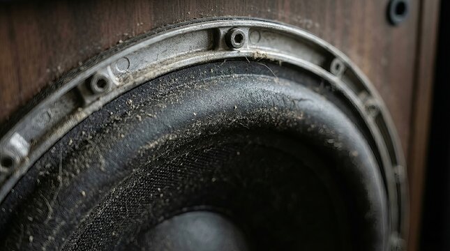 Detailed view of a professional high fidelity speaker woofer