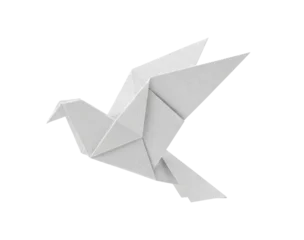 Fotobehang Kraanvogels White origami bird isolated. Paper fold art concept.  © PNG Lab