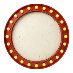 Circular marquee sign front view isolated. Retro cinema board mockup. © PNG Lab