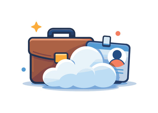 Job search stigma concept shown by a briefcase and profile badge partially obscured by a soft cloud symbolizing uncertainty and misperception around employment