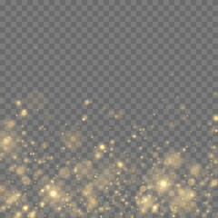 Golden sparkles drift slowly in a flowing haze. Warm glowing reflections add subtle beauty. The image feels dreamy and festive. © goldstock