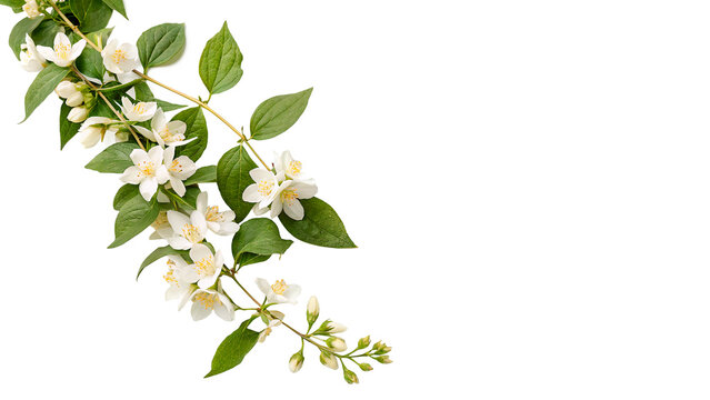 jasmine arrangement delicate flower blossoms isolated on transparent background	