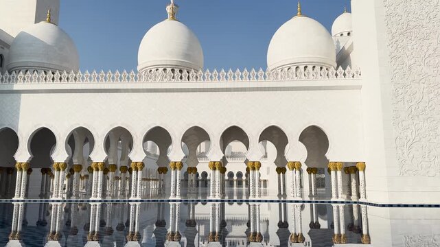 Exterior of Sheikh Zayed Grand Mosque in Abu Dhabi, United Arab Emirates