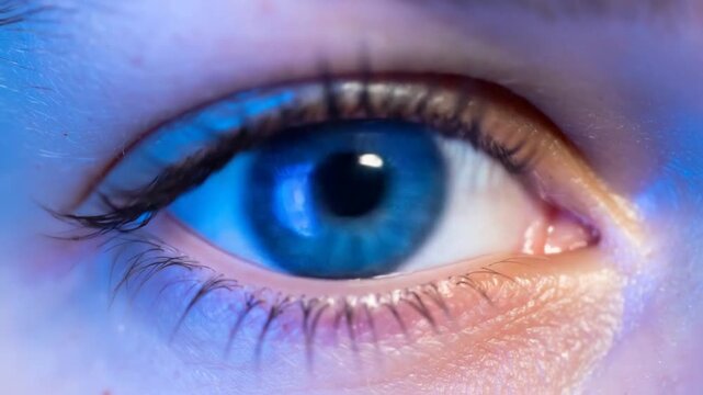 Close-up of a Vibrant Blue Human Eye with Detailed Iris