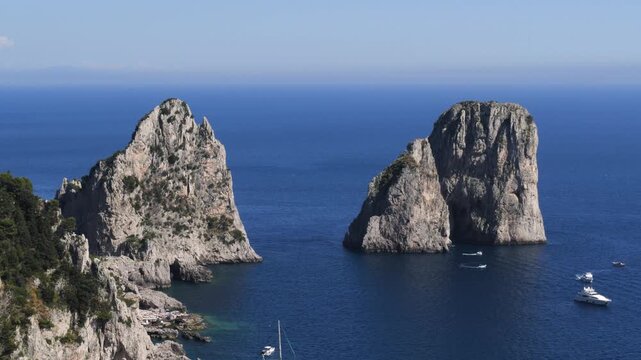 Faraglioni di Capri sea stacks in Capri island, Italy